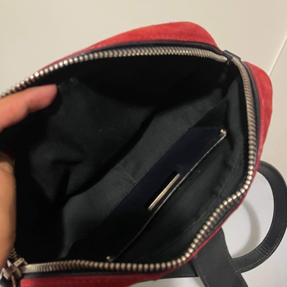 TODAY ONLY: Authentic MiuMiu Mini Red Black Suede Leather Handbag As IS - Picture 10 of 17